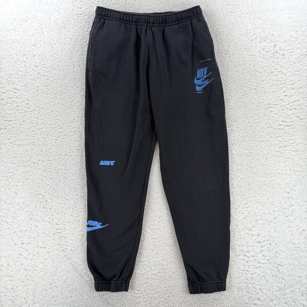 Nike Sweatpants Mens Large Black Fleece Jogger Pants Multi Logo DM6871-010